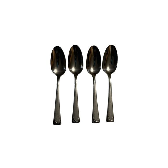 Oneida Silver Place/Oval Soup Spoon 4-Piece Set Stainless Steel Script Pattern - Picture 4 of 5